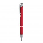 Kugelschreiber aus Aluminium mit Gummigehäuse Farbe rot