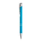 Kugelschreiber aus Aluminium mit Gummigehäuse Farbe hellblau