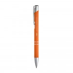 Kugelschreiber aus Aluminium mit Gummigehäuse Farbe orange Ansicht mit Logo 1