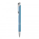 Kugelschreiber aus Aluminium mit Gravur Farbe hellblau