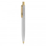 Kugelschreiber aus Metall als Werbegeschenk Farbe gold Ansicht mit Logo 1