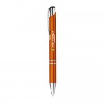 Kugelschreiber Kunststoff bedrucken Farbe orange Ansicht mit Logo 1