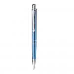 Kugelschreiber mit Metallic-Oberfläche Farbe hellblau zweite Ansicht