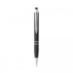 Gravierte Kugelschreiber mit weicher Gummioberfläche Farbe schwarz zweite Ansicht