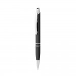 Gravierte Kugelschreiber mit weicher Gummioberfläche Farbe schwarz dritte Ansicht