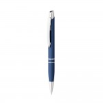 Gravierte Kugelschreiber mit weicher Gummioberfläche Farbe blau dritte Ansicht
