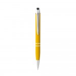 Gravierte Kugelschreiber mit weicher Gummioberfläche Farbe gelb zweite Ansicht