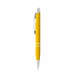 Gravierte Kugelschreiber mit weicher Gummioberfläche Farbe gelb