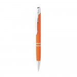 Gravierte Kugelschreiber mit weicher Gummioberfläche Farbe orange dritte Ansicht