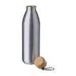 Aluminiumflasche mit Bambusdeckel und Karabiner, 500 ml farbe silber achte Ansicht