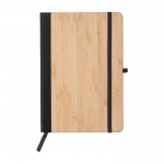 A5-Notizbuch mit Cover aus Bambus und Kunstleder, liniert farbe schwarz erste Ansicht