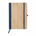 A5-Notizbuch mit Cover aus Bambus und Kunstleder, liniert farbe blau erste Ansicht