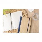 A5-Notizbuch mit Cover aus Bambus und Kunstleder, liniert farbe blau dritte Ansicht