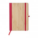 A5-Notizbuch mit Cover aus Bambus und Kunstleder, liniert farbe rot erste Ansicht