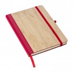 A5-Notizbuch mit Cover aus Bambus und Kunstleder, liniert farbe rot zweite Ansicht
