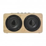 Kabelloser Lautsprecher aus Holz mit zwei Boxen farbe braun erste Ansicht