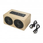 Kabelloser Lautsprecher aus Holz mit zwei Boxen farbe braun zweite Ansicht