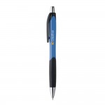 Moderner Kugelschreiber für Firmen bedrucken Farbe blau Ansicht mit Logo 1