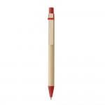 Kugelschreiber aus Papier mit Holzclip Farbe rot zweite Ansicht