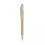 Preiswerter Bambuskugelschreiber mit Firmenlogo Farbe mattsilber dritte Ansicht
