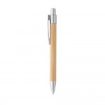 Preiswerter Bambuskugelschreiber mit Firmenlogo Farbe mattsilber