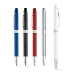 Abgerundete Kugelschreiber mit Drehmechanik Ansicht in vielen Farben