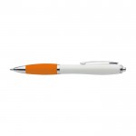 Kugelschreiber aus ABS recycelt mit Gummigriff, blaue Tinte farbe orange erste Ansicht