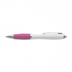 Kugelschreiber aus ABS recycelt mit Gummigriff, blaue Tinte farbe rosa erste Ansicht