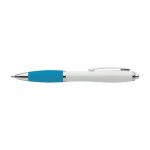 Kugelschreiber aus ABS recycelt mit Gummigriff, blaue Tinte farbe hellblau erste Ansicht