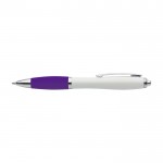 Kugelschreiber aus ABS recycelt mit Gummigriff, blaue Tinte farbe violett erste Ansicht