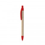 Günstiger Kugelschreiber aus Karton als Werbegeschenk Farbe rot dritte Ansicht