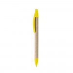 Günstiger Kugelschreiber aus Karton als Werbegeschenk Farbe gelb dritte Ansicht