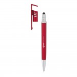 Multifunktionaler Kugelschreiber mit abnehmbarer Kappe Farbe rot Ansicht mit Logo 4