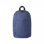 Polyester-Rucksack mit gepolsterten Tragegurten Farbe Blau dritte Ansicht