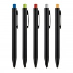 Kugelschreiber aus Aluminium mit farbigem Druckknopf Ansicht in vielen Farben
