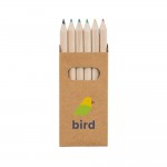 Pappschachtel mit 6 Buntstiften Farbe braun Ansicht mit Logo 2