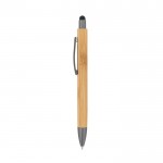 Bambus-Kuli mit Metallclip und schwarzem Touch-Stift farbe titan