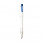 Transparente Kugelschreiber mit farbigem Knopf Farbe blau