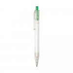 Transparente Kugelschreiber mit farbigem Knopf Farbe grün dritte Ansicht