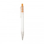 Transparente Kugelschreiber mit farbigem Knopf Farbe orange