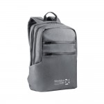 Nylon-Rucksack mit RFID-Fach Farbe grau Ansicht mit Logo 1