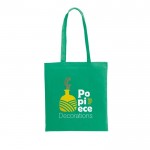 Farbige Tasche aus recycelter Baumwolle und rPET, 180 g/m2, Farbe Grün mit Logo