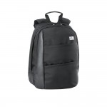 Exklusiver Laptop-Rucksack für Kunden bedrucken Farbe schwarz Ansicht mit Logo 1
