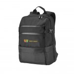 Laptop-Rucksack mit Taschen bedrucken Farbe schwarz Ansicht mit Logo 1