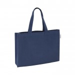 Tasche aus recycelter Baumwolle mit langen Henkeln, 280 g/m2 farbe blau