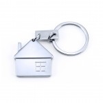 Schlüsselanhänger aus Metall in Form eines Hauses als Werbeartikel Farbe silber zweite Ansicht