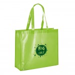 Hochwertige Taschen aus Vliesstoff Farbe hellgrün Ansicht mit Logo 1