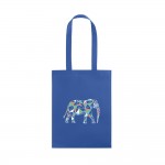 Taschen aus Vliesstoff mit langen Henkeln, 80 gr/m2 Farbe köngisblau Ansicht mit Logo 1