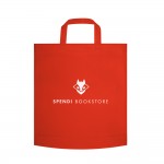 Taschen aus Vliesstoff mit kurzen Henkeln, 80 gr/m2 Farbe rot Ansicht mit Logo 1