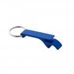 Metallischer Schlüsselanhänger mit Flaschenöffner bedrucken Farbe blau